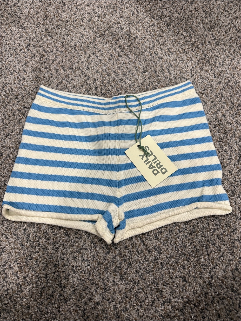 Daily Drills Blue and Cream Striped Knit Mini Shorts XS/S